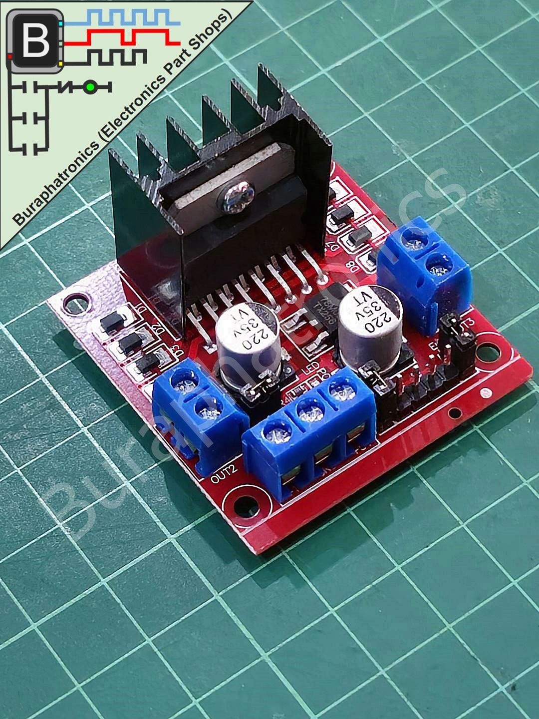 L298N Motor Driver 5-35VDC Max 2A 25W (โมดูลขับมอเตอร์ 5-35VDC ขับกระแสสูงสุด 2A )