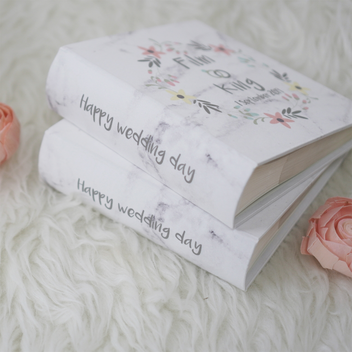 อัลบั้มสั่งทำใส่ชื่อ ลายหินอ่อน - Marble - Floral Frame