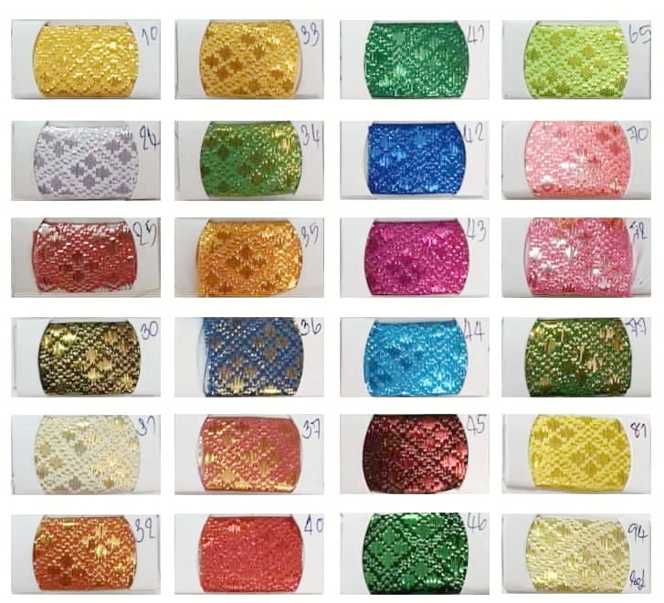 ผ้าตาดลายไทย กว้าง 44 นิ้ว ยาว 60 หลา (แจ้งสีทางไลน์)