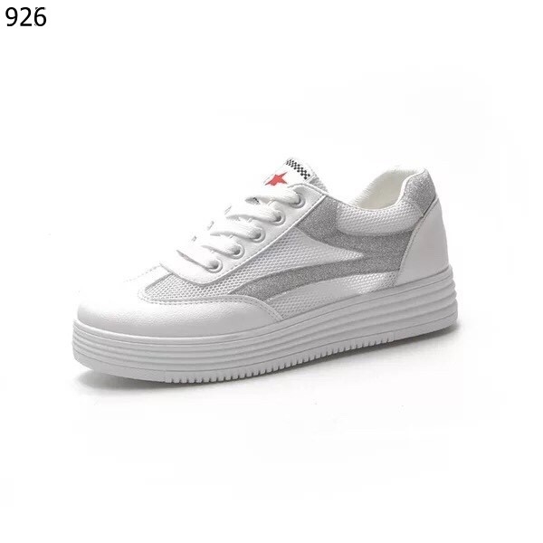 รองเท้าผ้าใบพียูสไตล์แฟชั่นเกาหลี (สีเทา)