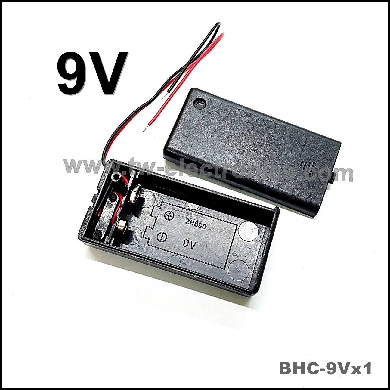 รางถ่าน 9V 1 ก้อน มีฝาปิด / BHC-9Vx1