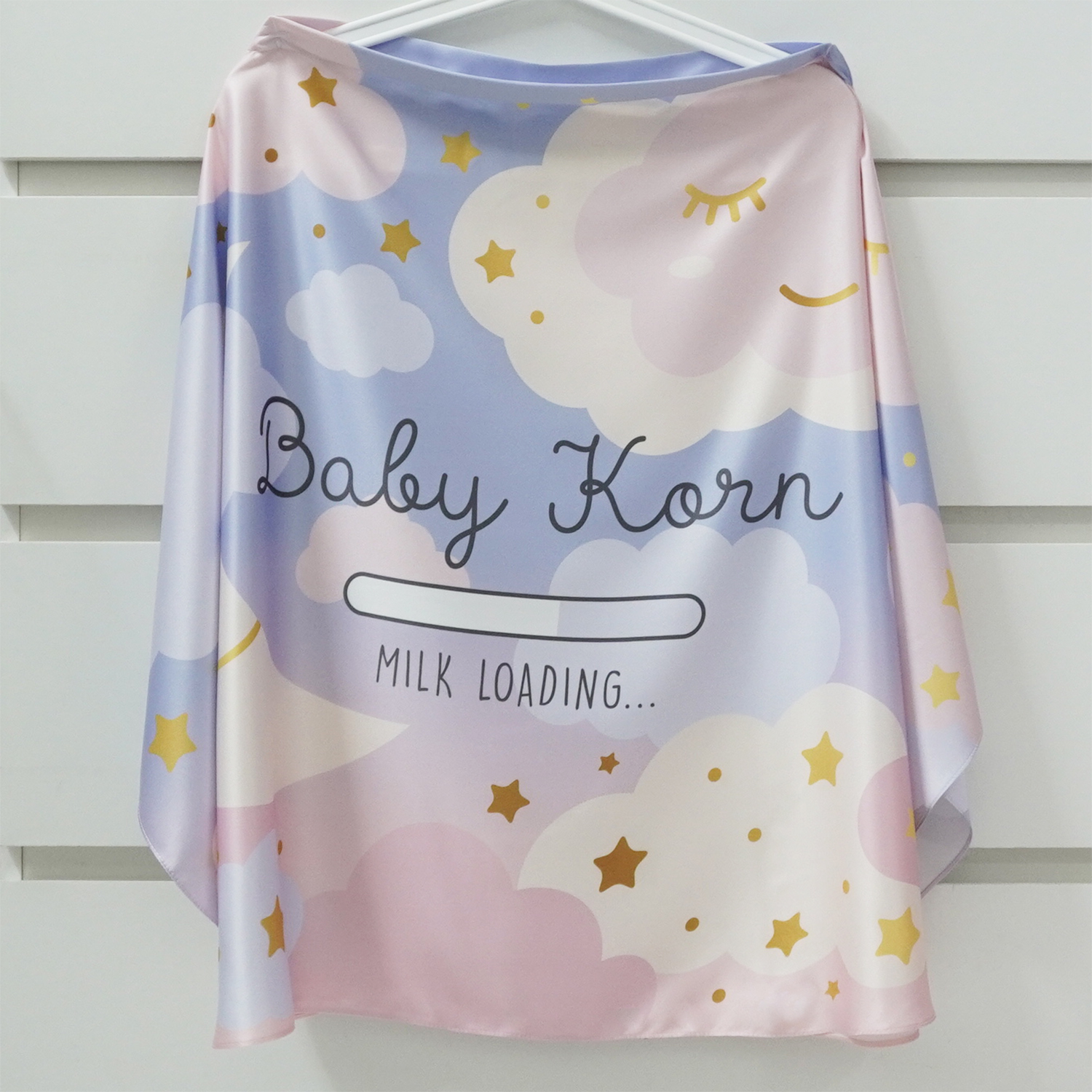 ผ้าคลุมให้นม สั่งทำใส่ชือ ลาย Moon - Blue Pink