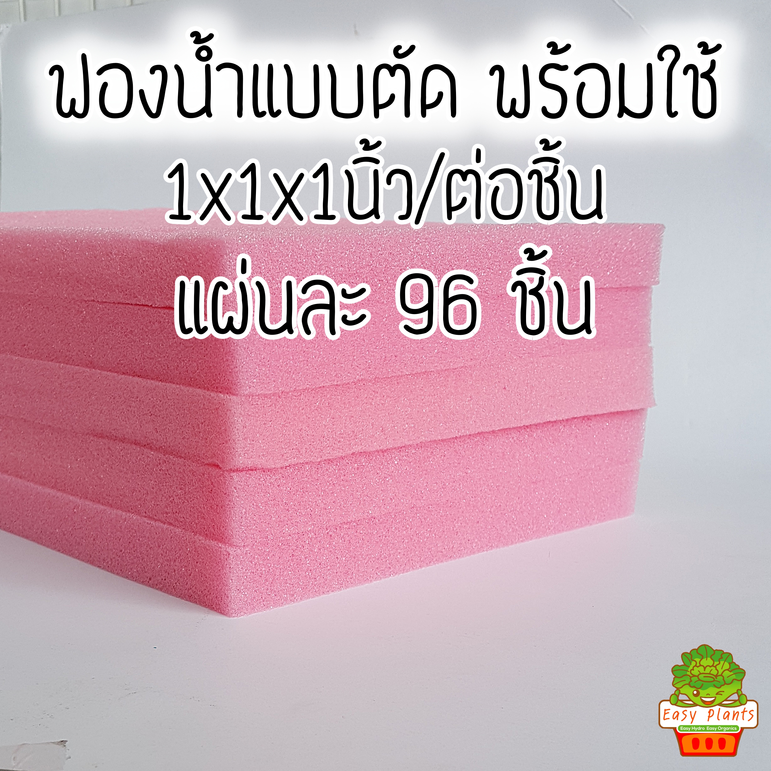 ฟองน้ำปลูกผัก ไฮโดรโปนิกส์ แบบตัดแล้ว จำนวน 5 แผ่น เลือกสีได้ ฟ้า ชมพู เขียว เหลือง