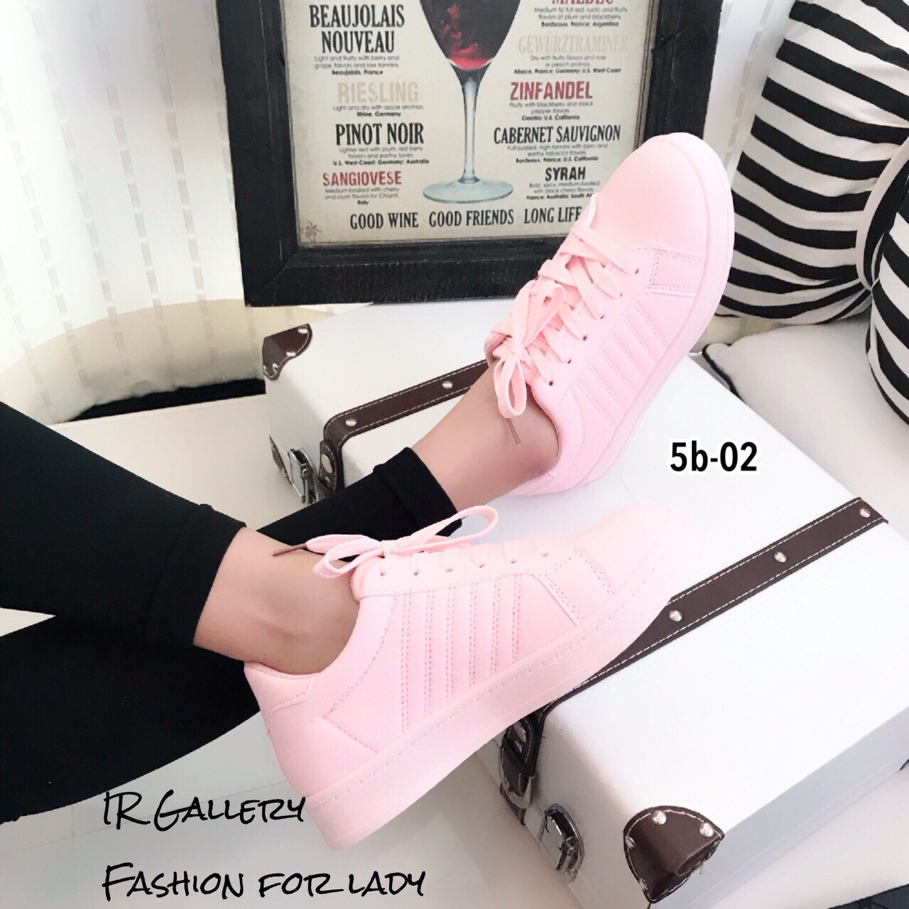 รองเท้าผ้าใบแฟชั่นสไตล์ Sport (สีชมพู)