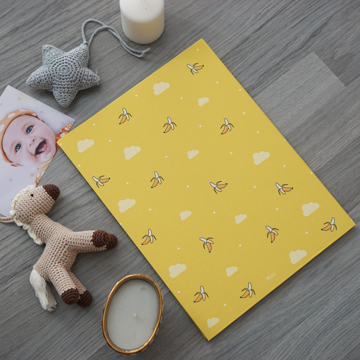 แฟ้มทะเบียนสมรส/สูติบัตร สั่งทำใส่ข้อความ ลาย Monkey - Yellow