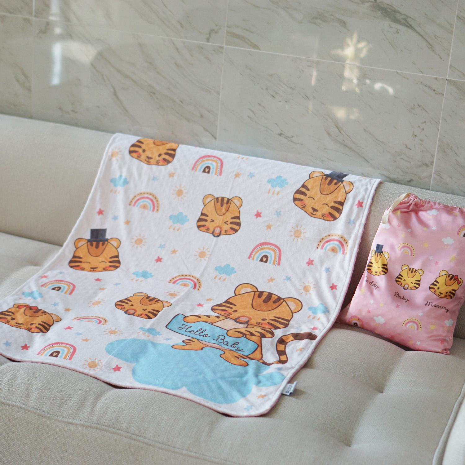 ผ้าห่ม Minky 75x100cm พร้อมส่ง ลาย Tiger