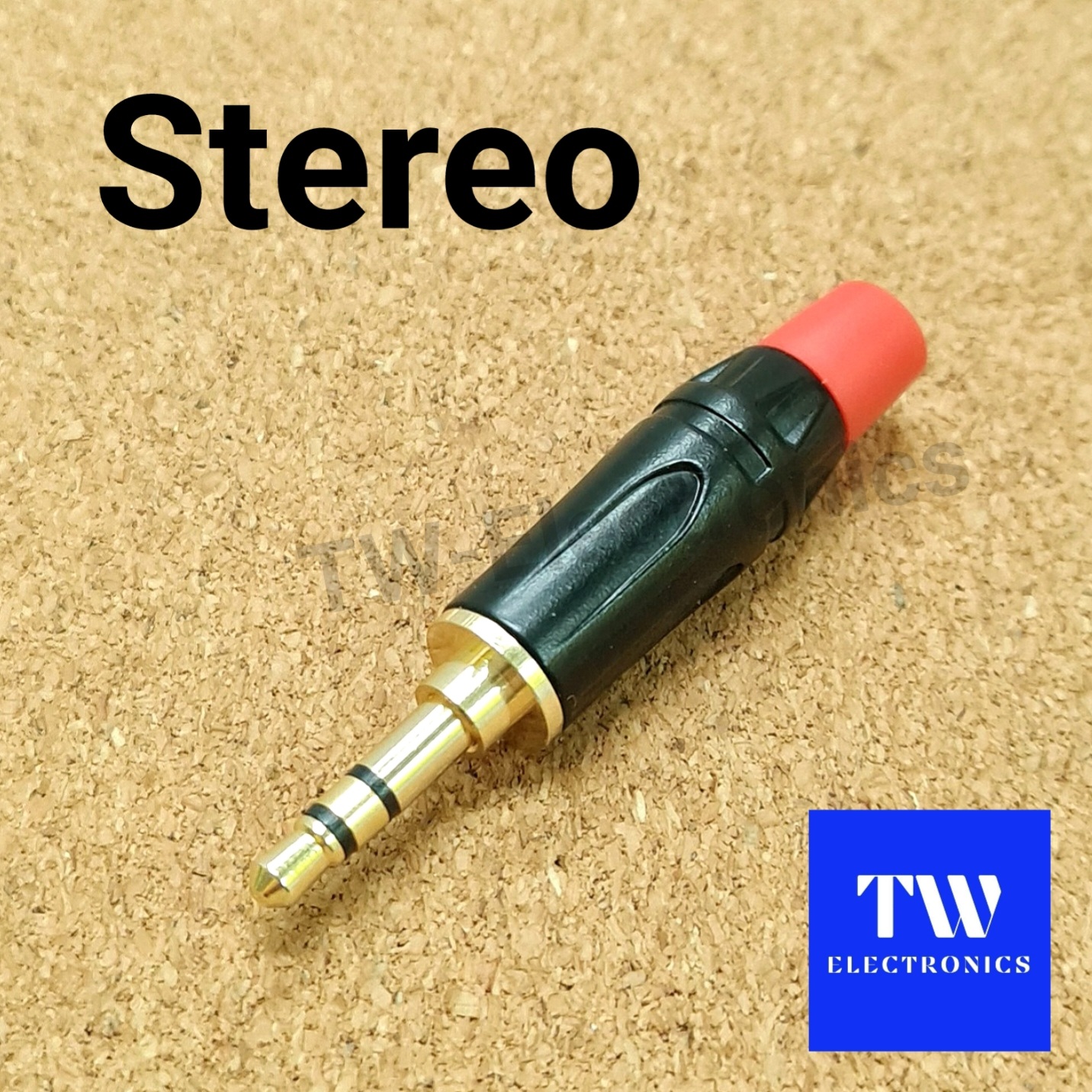 3.5mm Stereo ตัวผู้ สีดำ(ด้ามเล็ก), ท้ายยางแดง