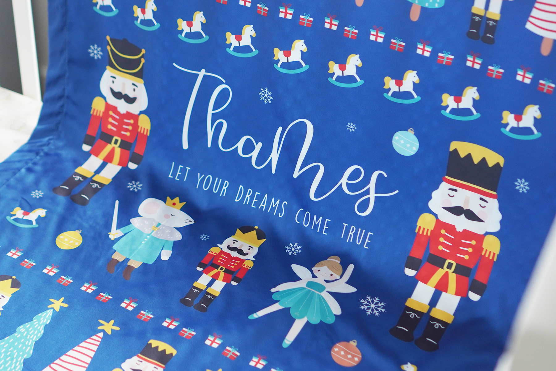ผ้าห่มสั่งทำใส่ชื่อ The Nutcracker and the Sugar Plum Fairy - Dark Blue