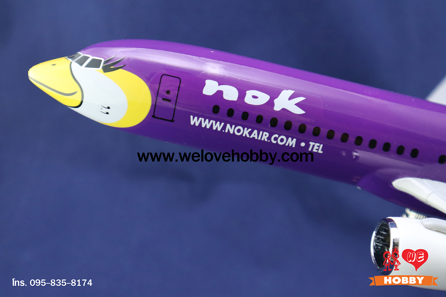 โมเดลเครื่องบิน นกแอร์ Nok Air (Boeing737) สีม่วง-ขาว ประเทศไทย ลำใหญ่