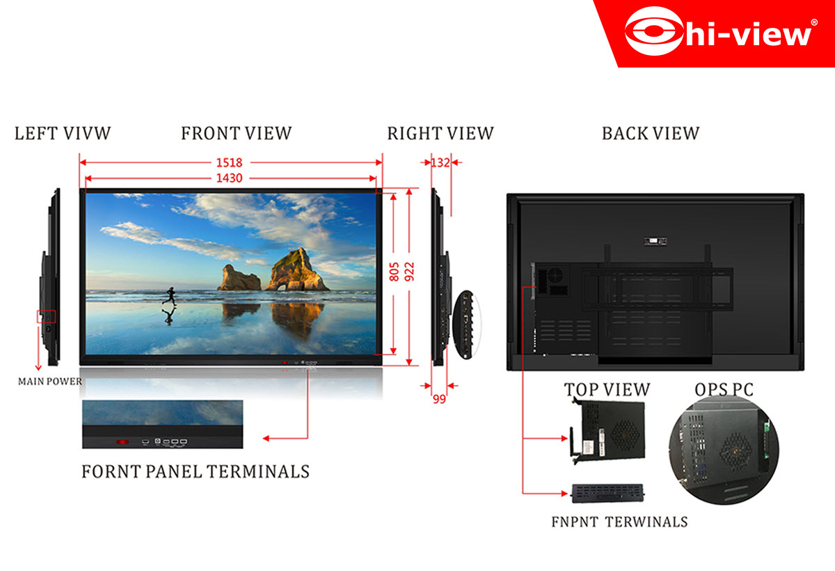 ขายถูก Hi-view TV Touch Screen 65" รุ่น HD-L65C ความละเอียดภาพ 4k Ultra HD (ไม่รวมขาตั้ง) ประกันศูนย์