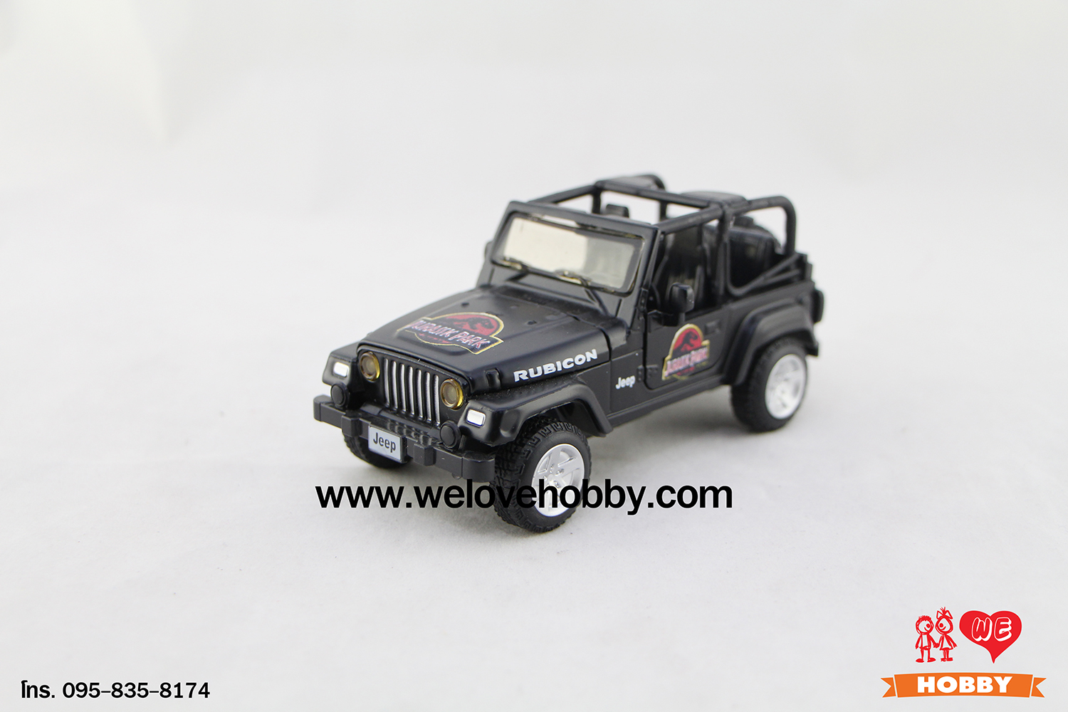 โมเดลรถจูราสสิค พาร์ค(Jurassic Park) Jeep Rubicon สีดำ - มีเสียง / มีไฟ