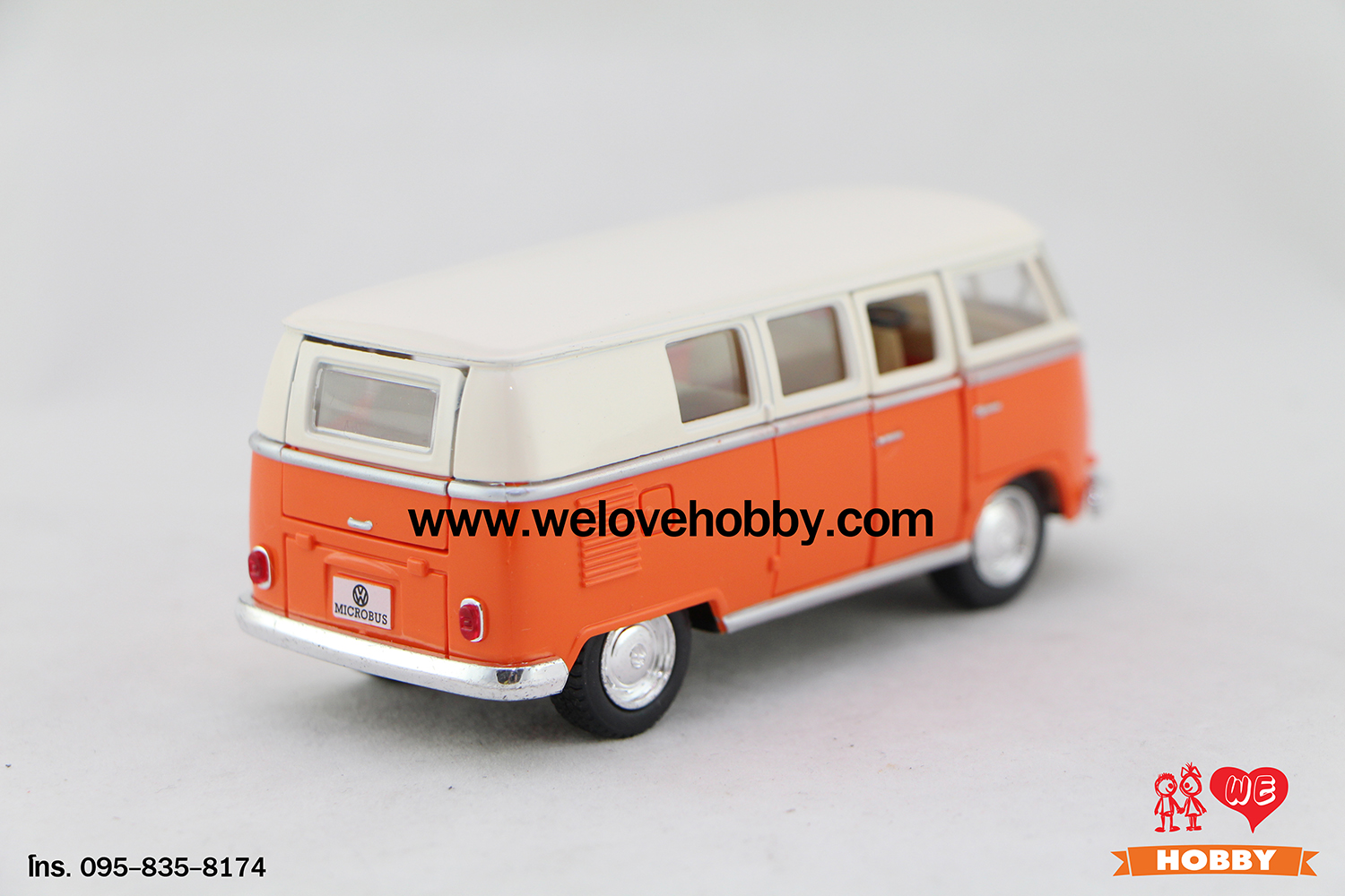 โมเดลรถตู้โฟล์คคลาสสิค 1962 Volkswagen Classical Bus สีส้ม-ครีม Scale 1:32
