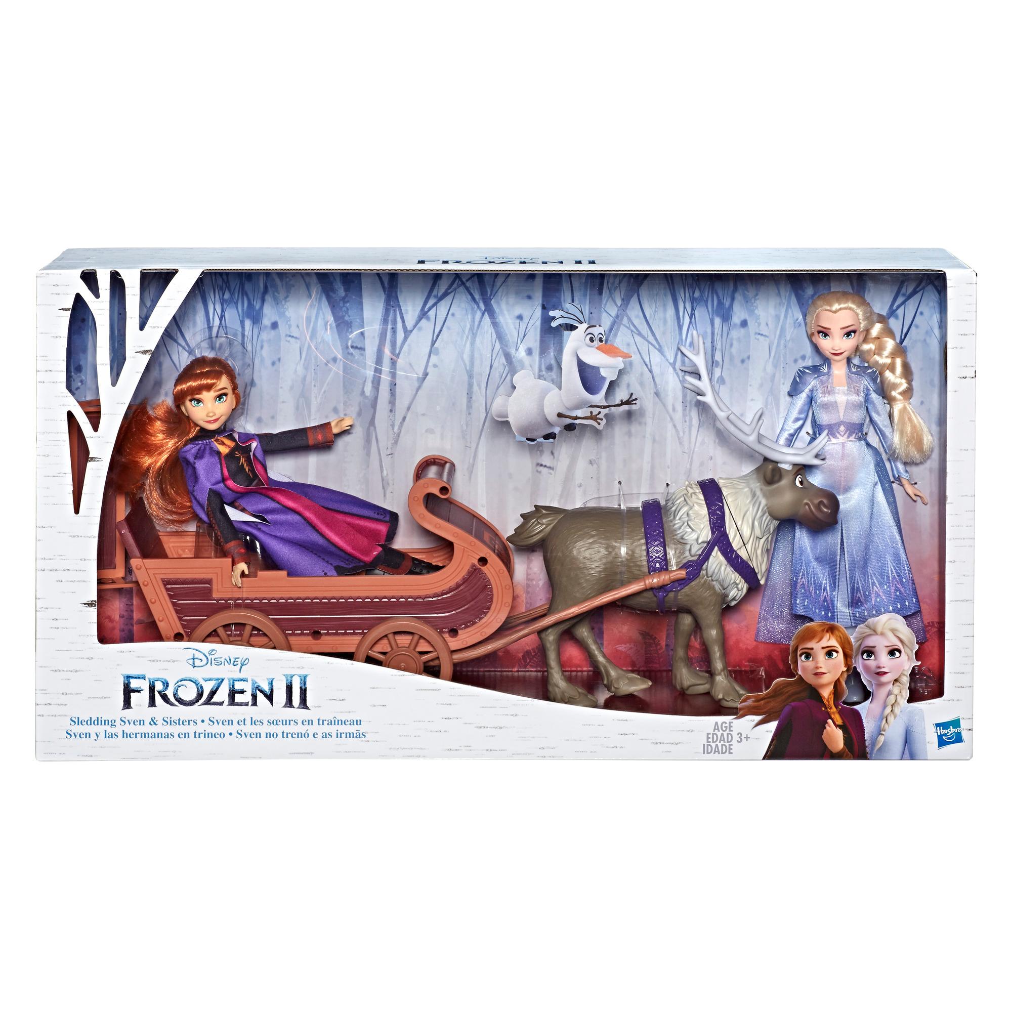 Hasbro Disney Frozen Sledding Sven and Sisters Elsa and Anna Fashion Dolls ฮาสโบร ดิสนี่ย์ โฟรเซ่น ตุ๊กตาเอลซ่า , อันนา, สเวน และรถลากเลื่อนหิมะ ลิขสิทธิ์แท้