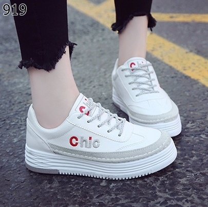 รองเท้าผ้าใบแฟชั่นแต่งลายchic (สีเทา)