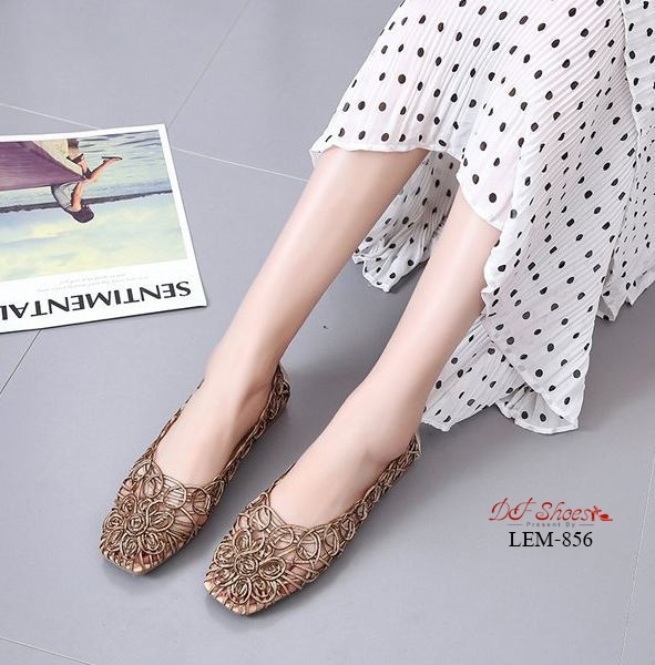 รองเท้าส้นแบนหนังสาน (สีทอง)