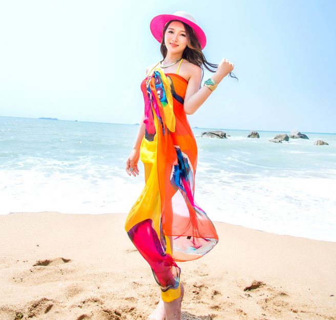 ผ้าชายหาดชีฟอง เหลืองผีเสื้อ