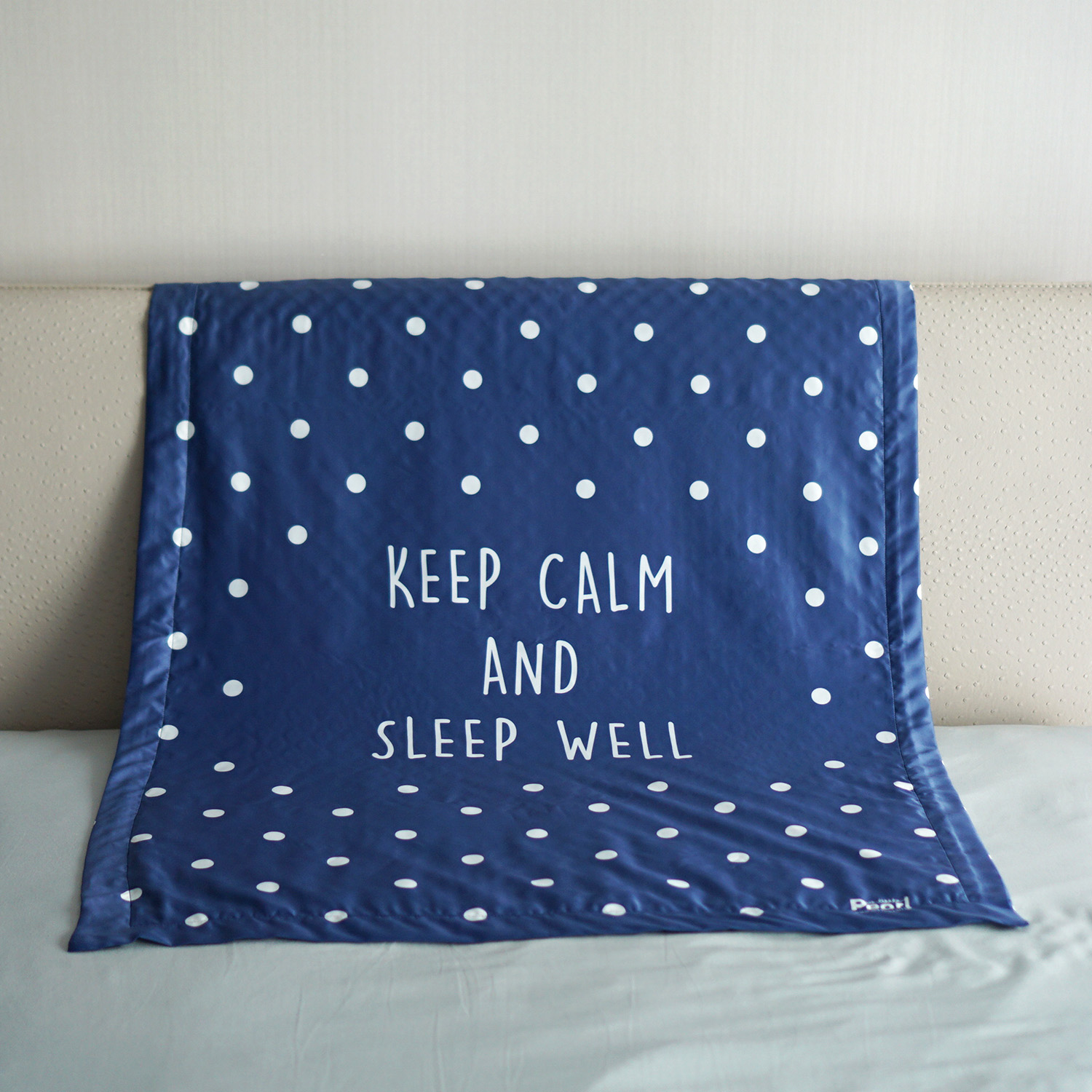 ผ้าห่ม ใส่ชื่อ ลาย Polka dot - Navy