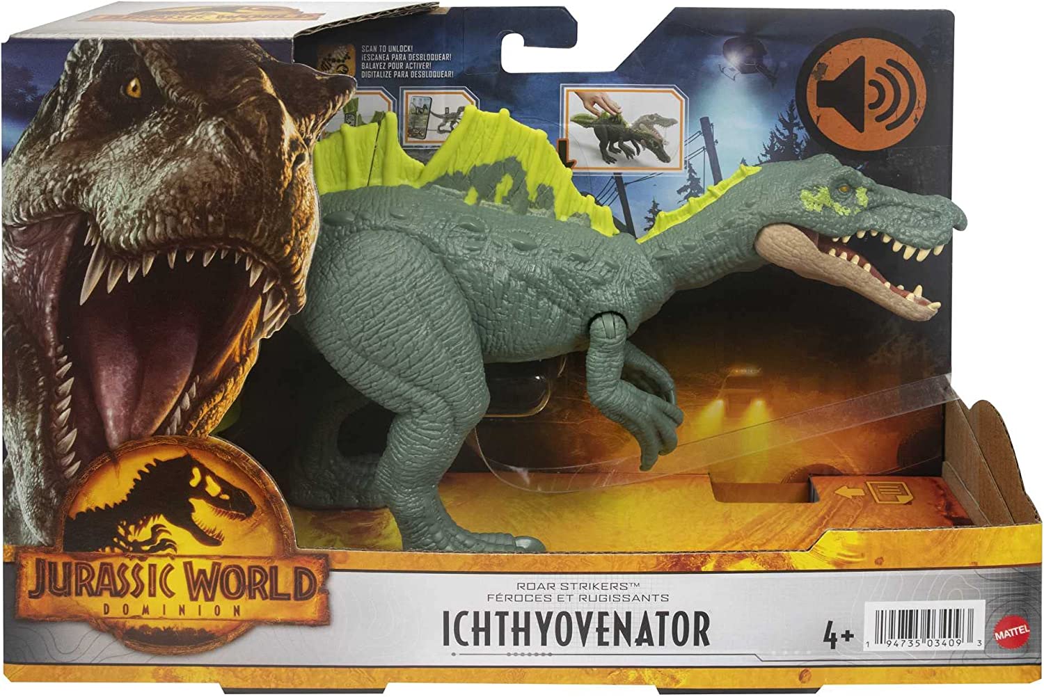 Mattel Jurassic World Roar Strikers Ichthyovenator (HDX44) แมทเทล จูราสสิค เวิลด์ ของเล่นแอ็กชั่นฟิกเกอร์ไดโนเสาร์ อิกทีโอเวเนเตอร์