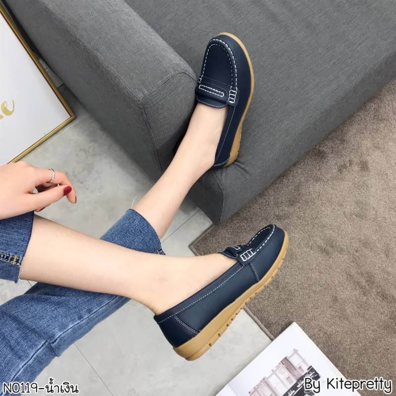 รองเท้าผ้าใบทรงคัทชูแบบสวม (สีเทา)