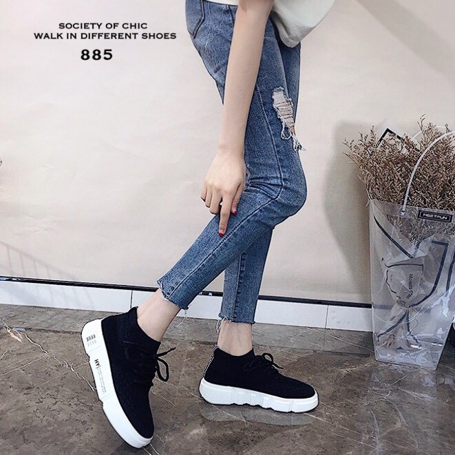 รองเท้าผ้าใบหุ้มข้อสไตล์ Off White (สีดำ)