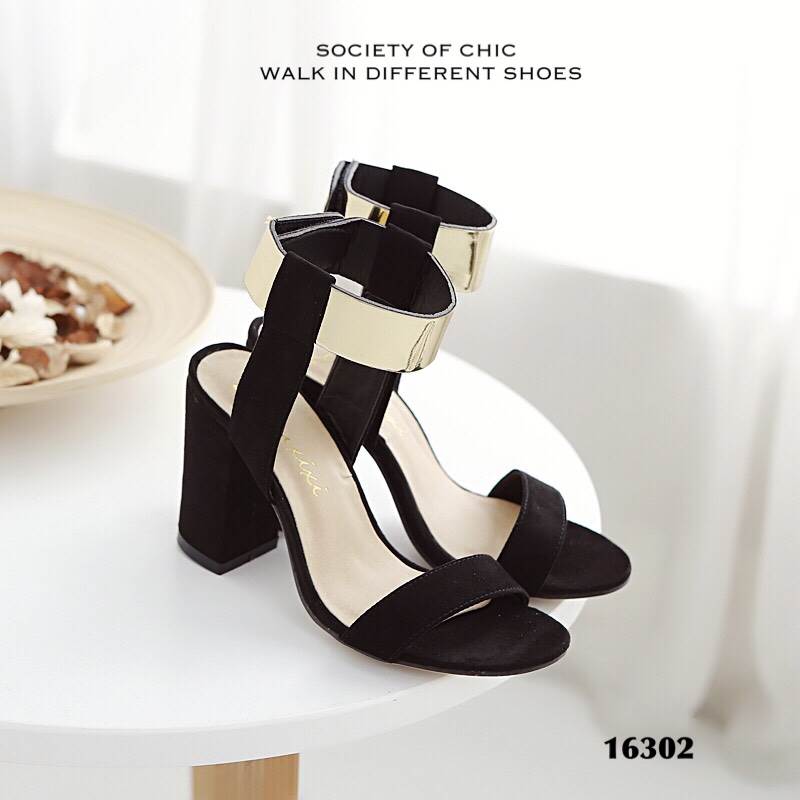 รองเท้าส้นตันคาดทอง Style Zara