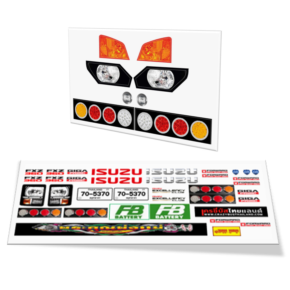 หม่ำโมเดลสติ๊กเกอร์ไฟหน้ารถบรรทุกจำลอง ชุดสติ๊กเกอร์แต่งหัวรถรถของเล่น 1/24 สติ๊กเกอร์กระจังหัวโมเดลรถบรรทุก truck stick