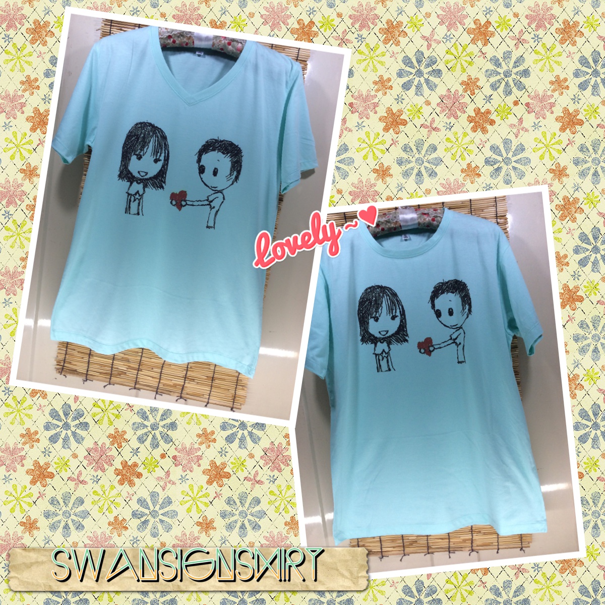 เสื้อยืดคู่รัก สกรีนลายตามชอบ