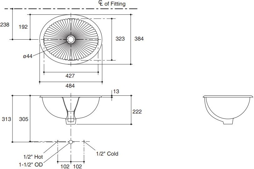Karat K-2217X ลิเนีย อ่างฝังบนเคาเตอร์ ขาว