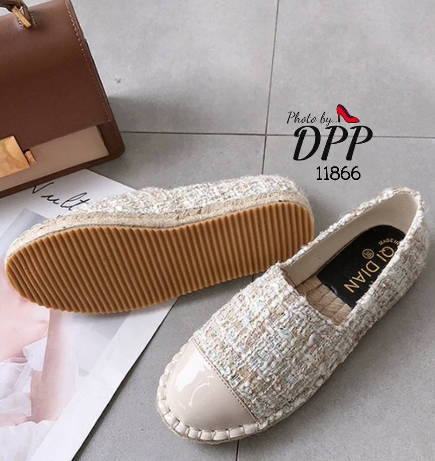 รองเท้า Slipper ผ้าทวิส (สีครีม)