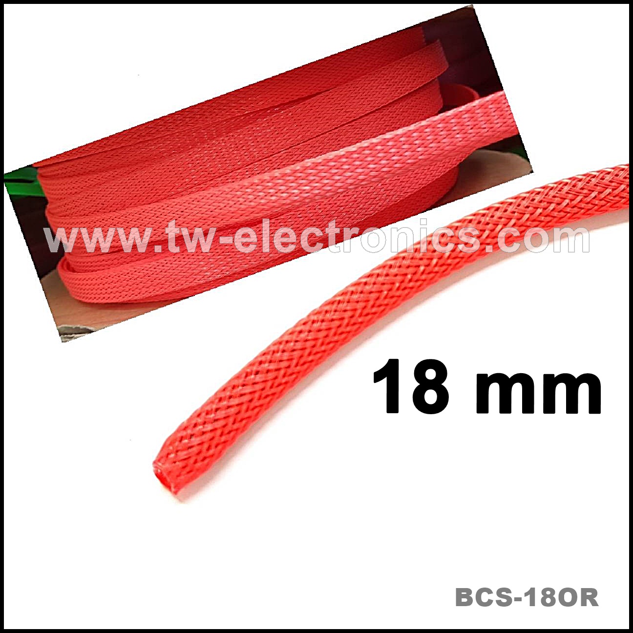 สายถัก 18 mm (สีส้ม) / BCS-18OR