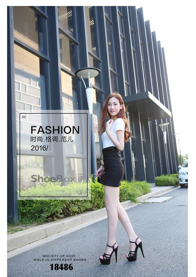 รองเท้าส้นเข็มหน้าสานไขว้ (สีดำ)