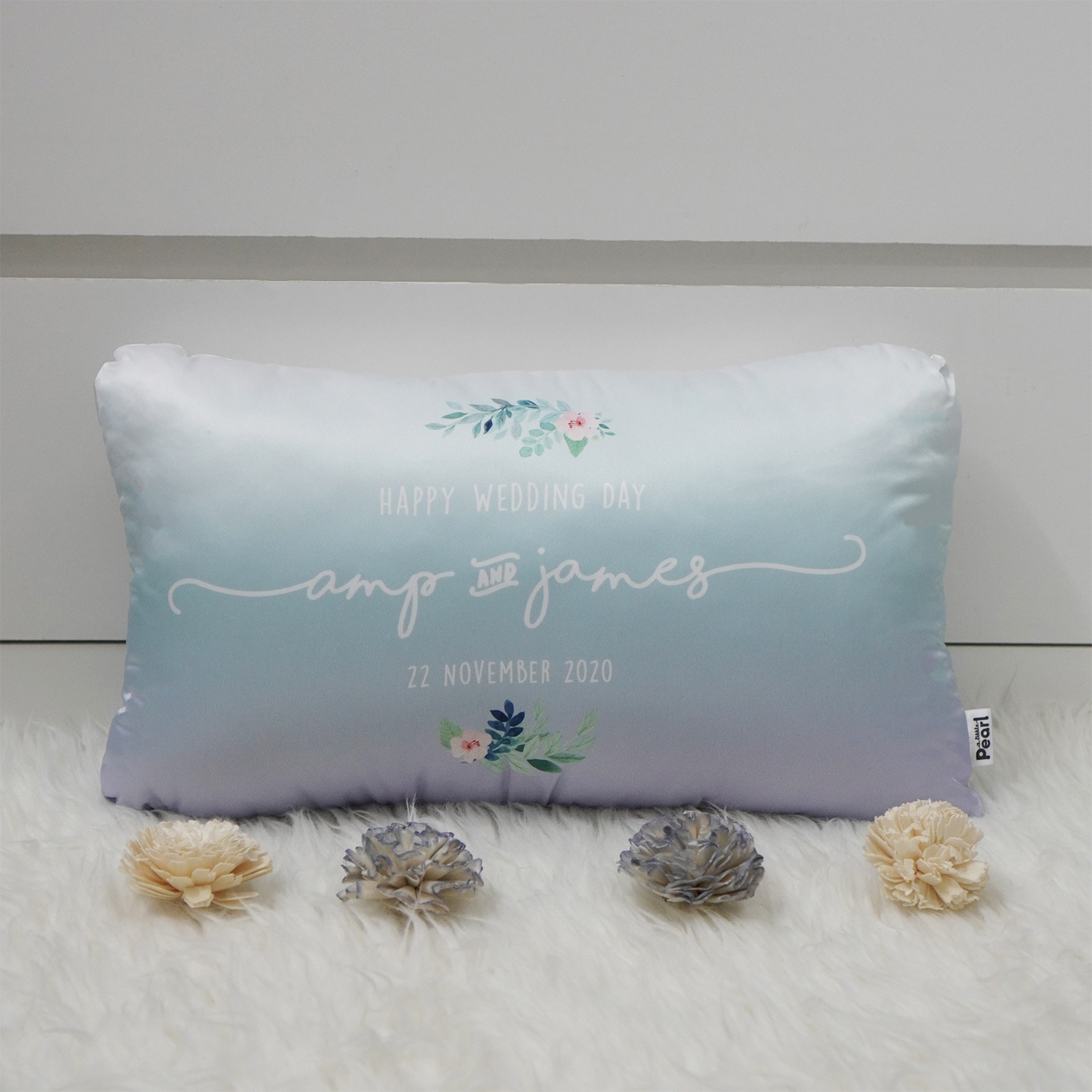 หมอนอิงทรงสี่เหลี่ยมยาว Gradiant - Mint/Lavender - Flower