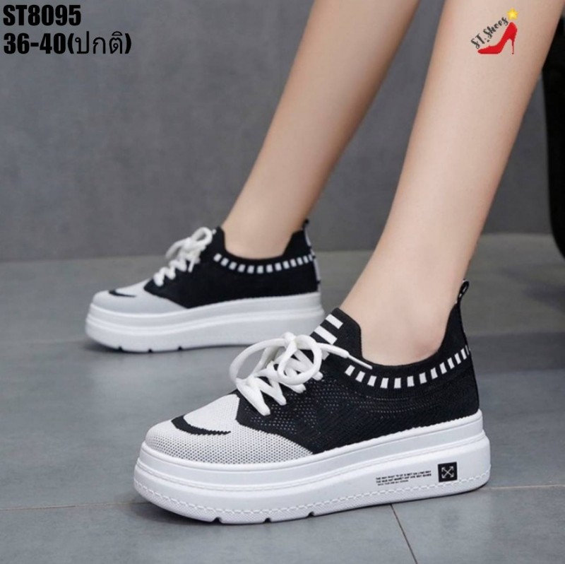 รองเท้าผ้าใบแฟชั่นผ้าทอแต่งสีทูโทน (สีชมพู)