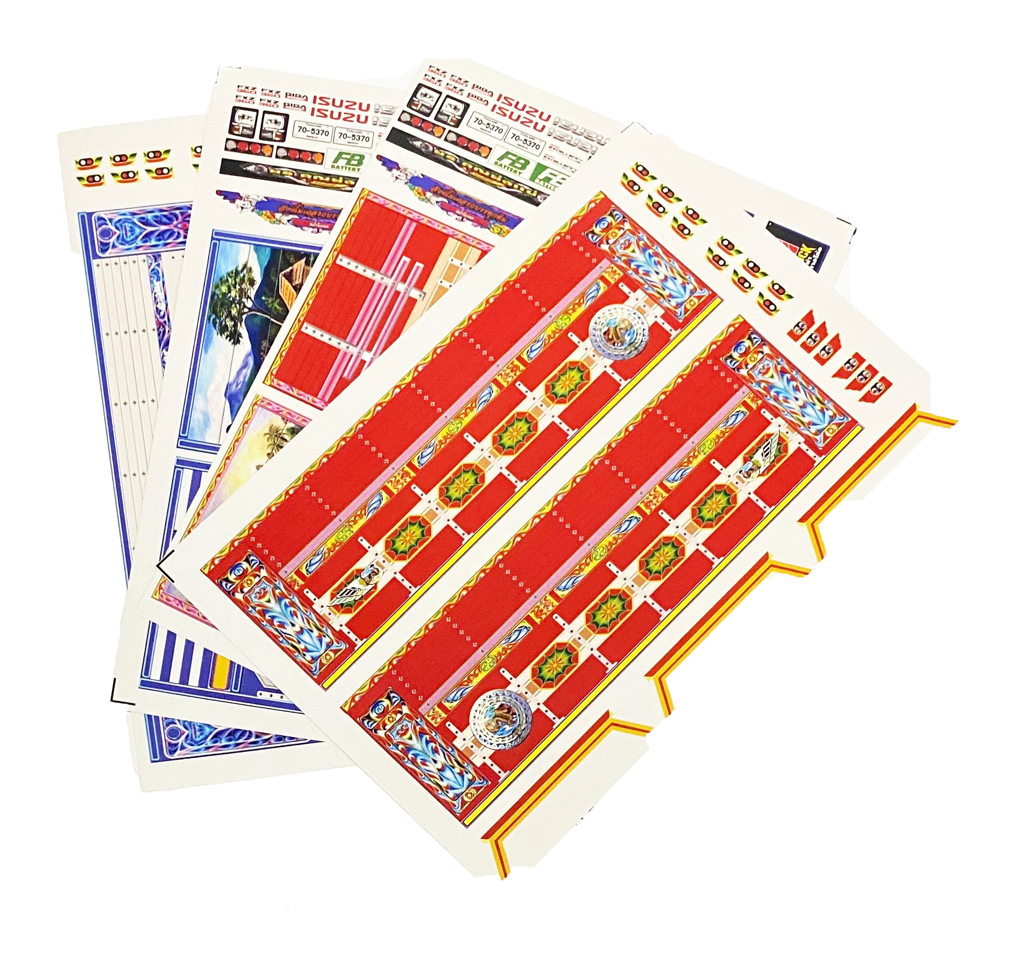 สติ๊กเกอร์ลายหัวโมเดลรถบรรทุก ISUZU 360 1/24 ติดรถของเล่น แต่งรถสิบล้อจำลอง sticker for truck scale สติ๊กเกอร์หม่ำโมเดล