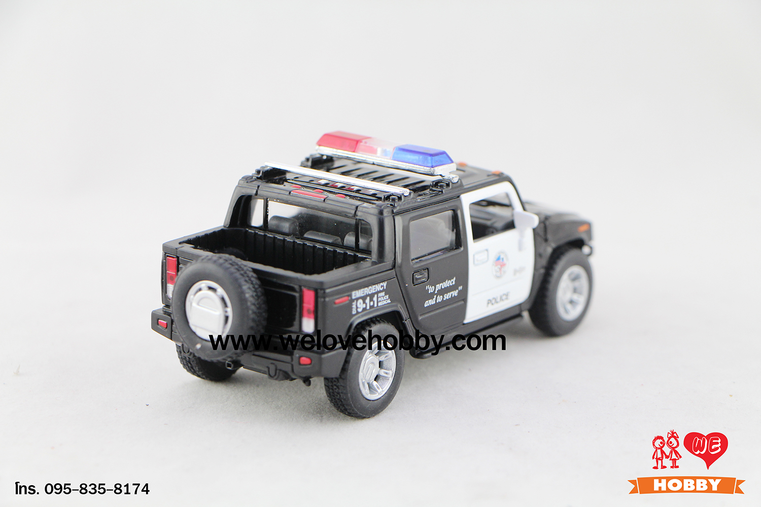 โมเดลรถตำรวจ 2005 Hummer H2 SUT สีดำ-ขาว Scale 1:40 มีล้ออะไหล่