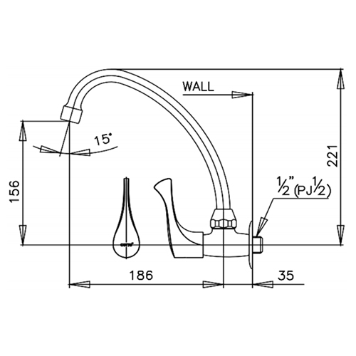 COTTO CT134C10(HM) ก๊อกอ่างซิงค์ติดผนัง รุ่น วินดี้