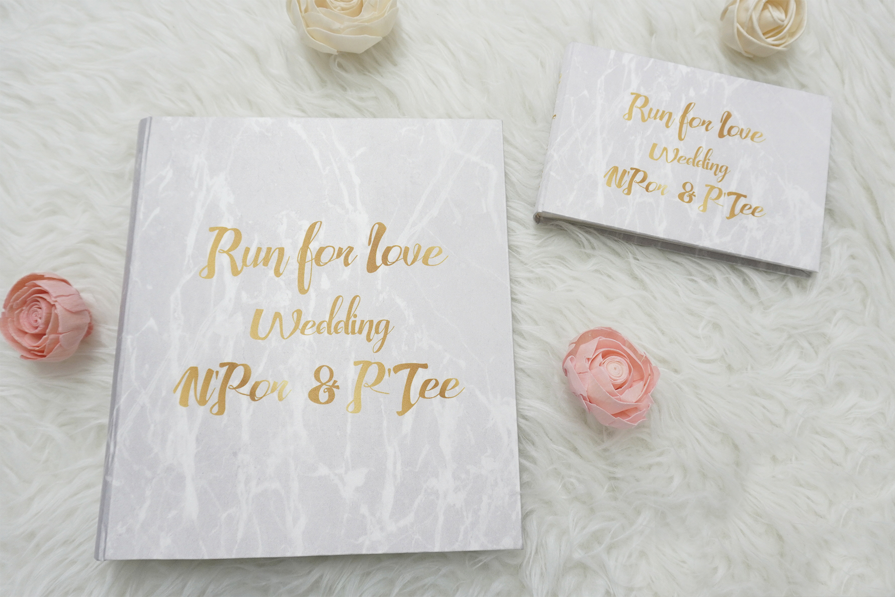 อัลบั้มสั่งทำใส่ชื่อ ลายหินอ่อนสีเทา - Grey Marble - Gold