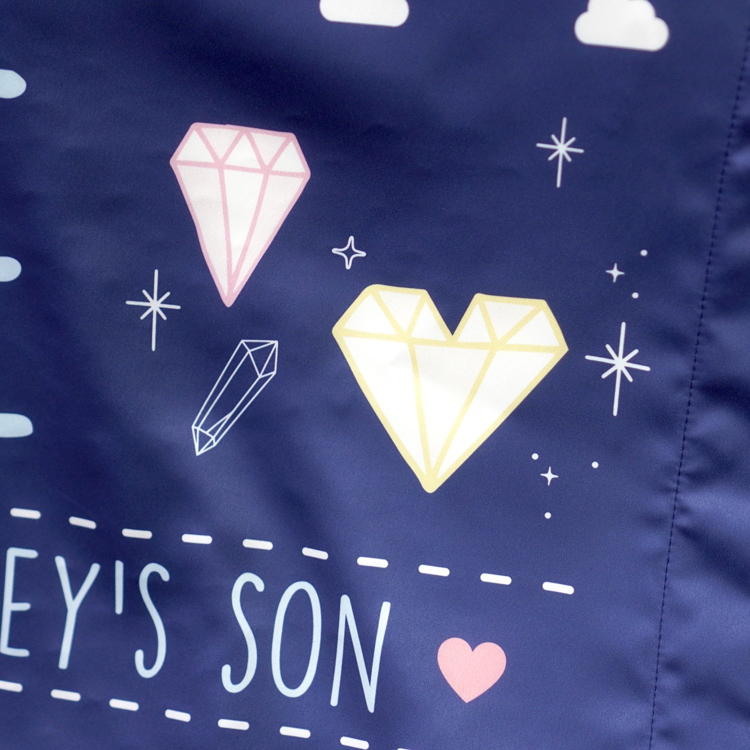 ผ้าห่มเด็ก สั่งทำใส่ประวัติแรกเกิด ลายเสือ ปีขาล Tiger with diamond - Navy