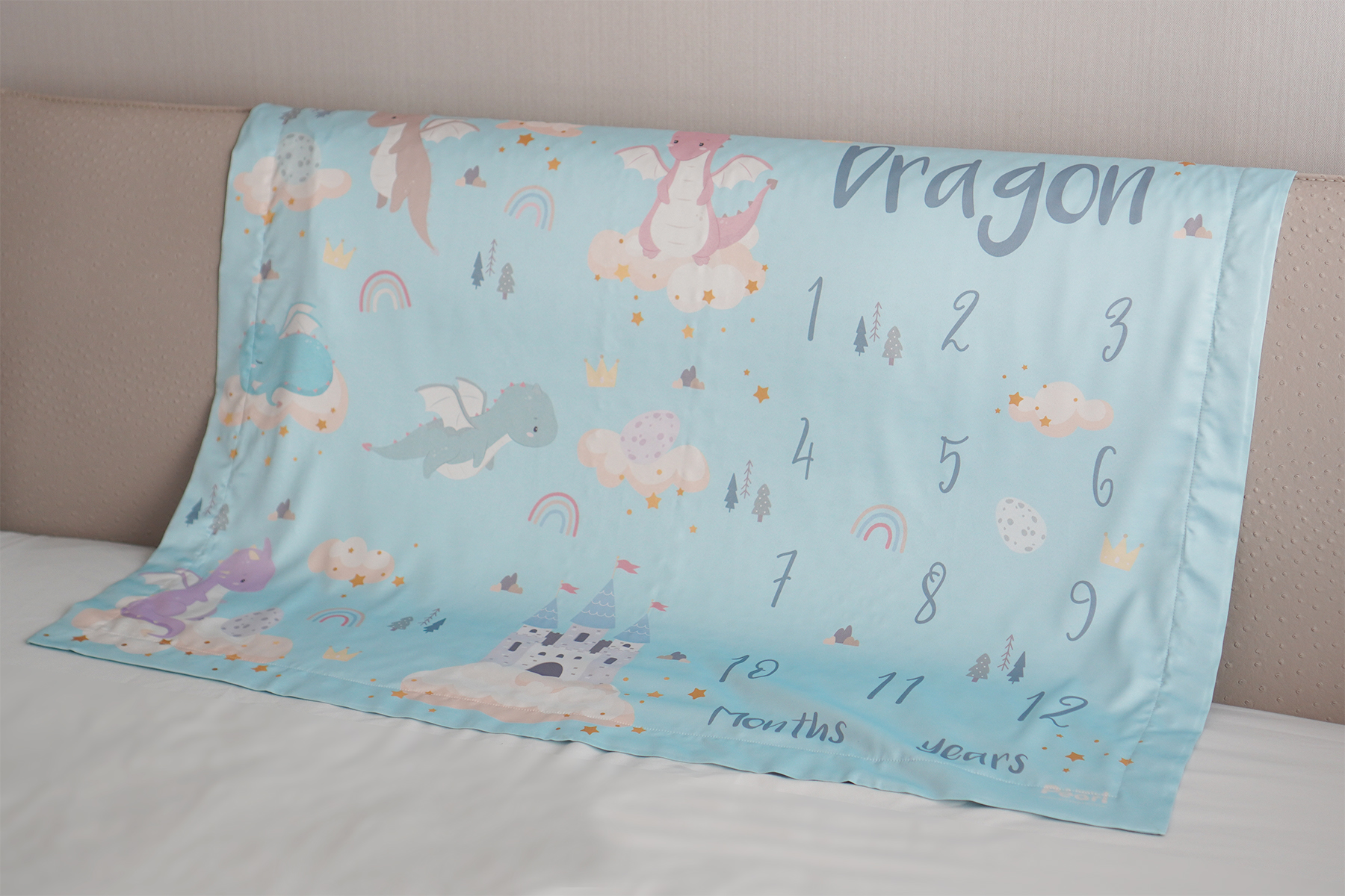 ผ้าห่ม Milestone ลาย Dragon - Blue