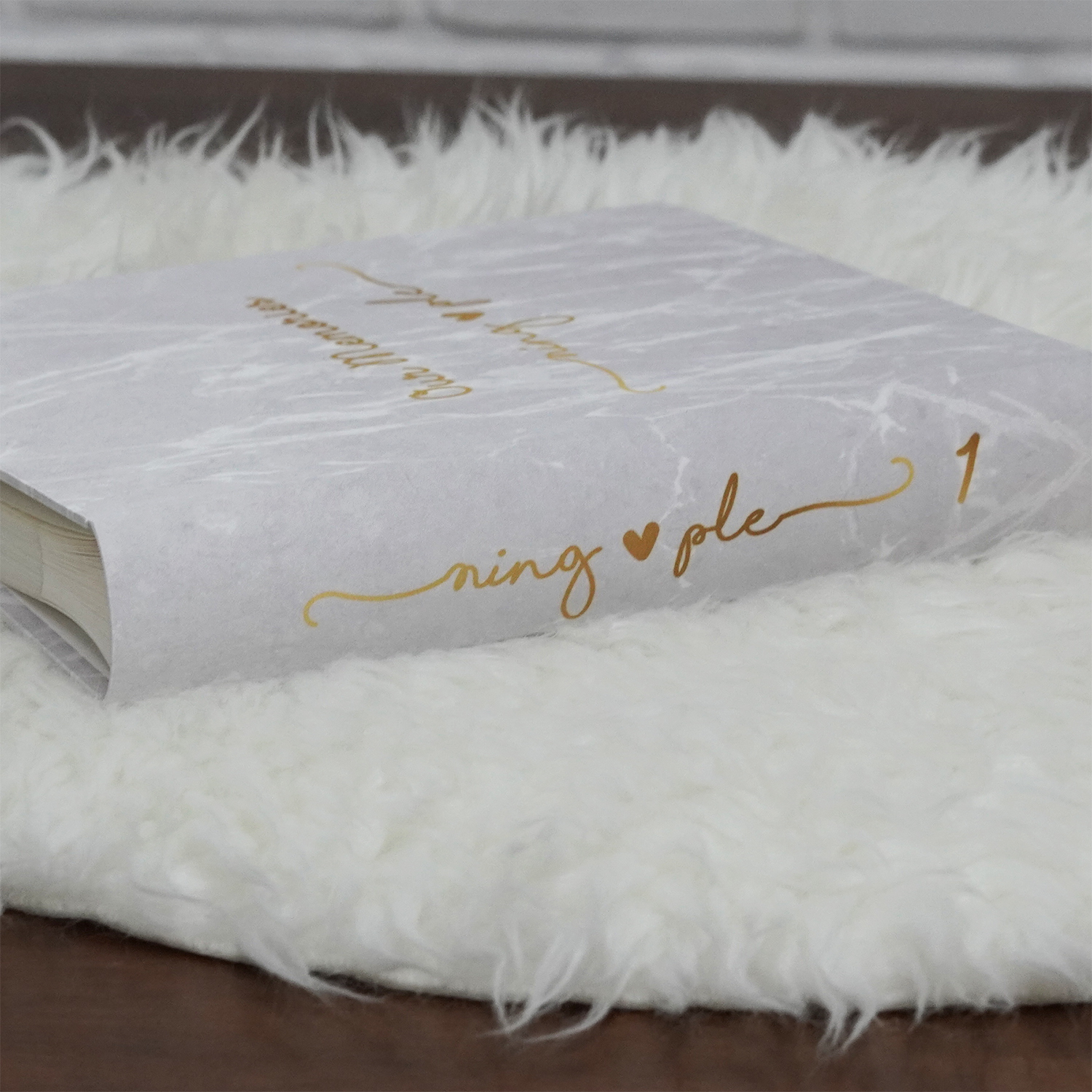อัลบั้มสั่งทำใส่ชื่อ ลายหินอ่อนสีเทา - Grey Marble - Gold