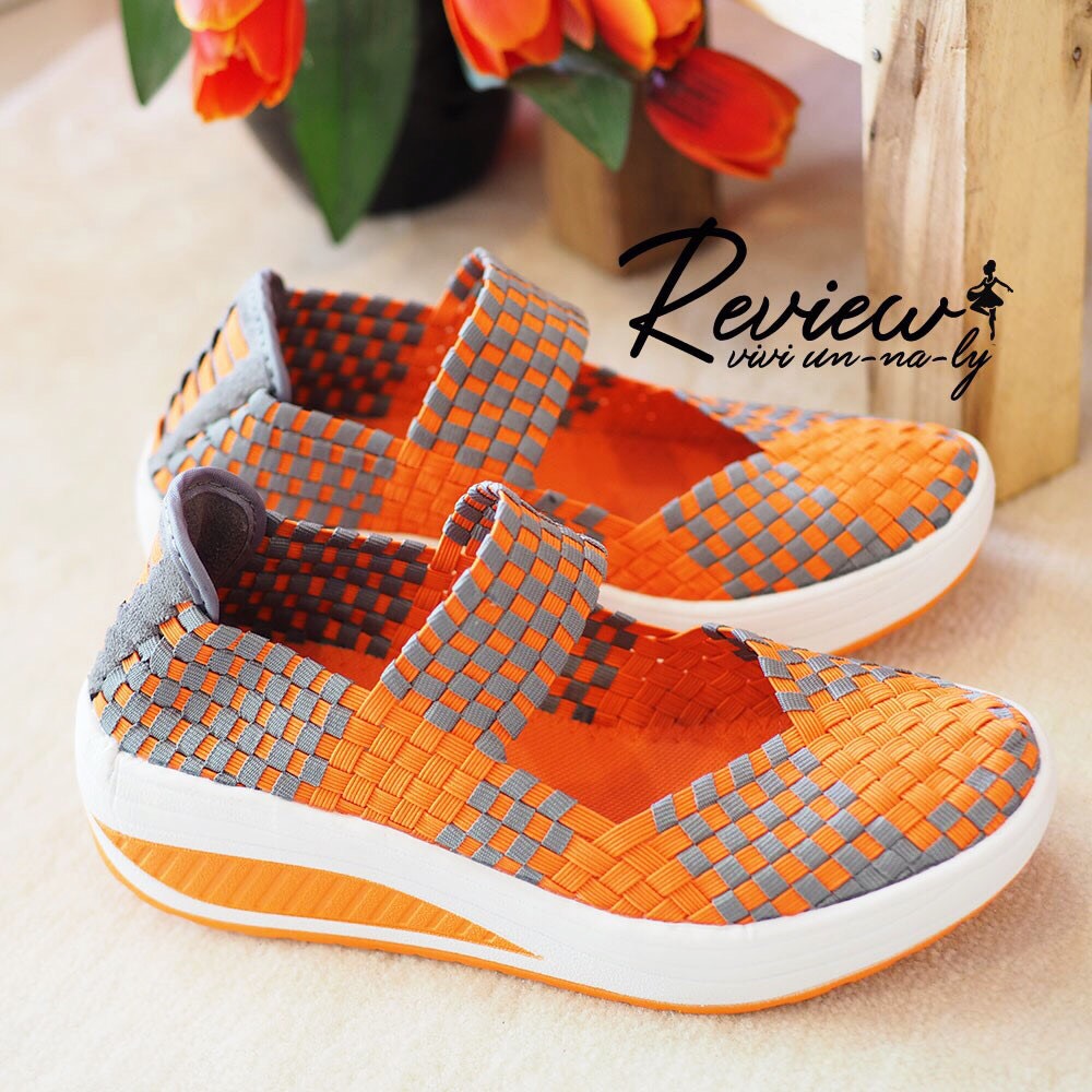 รองเท้าเพื่อสุขภาพเสริมส้นรุ่นสายคาด (สีส้ม)