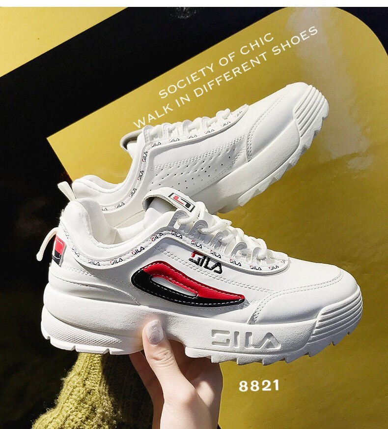 รองเท้าผ้าใบทรงSport Girl แต่งลายแฟชั่น (สีแดง)