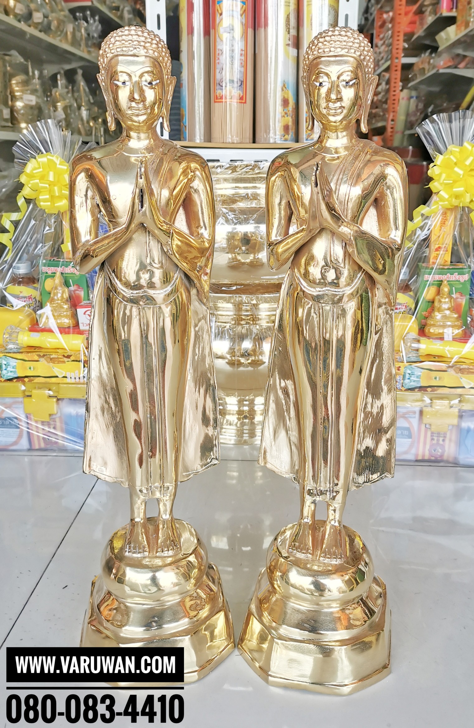 พระโมคคัลลานะพระสารีบุตร ทองเหลืองขัดเงา พิมพ์ 9 นิ้ว