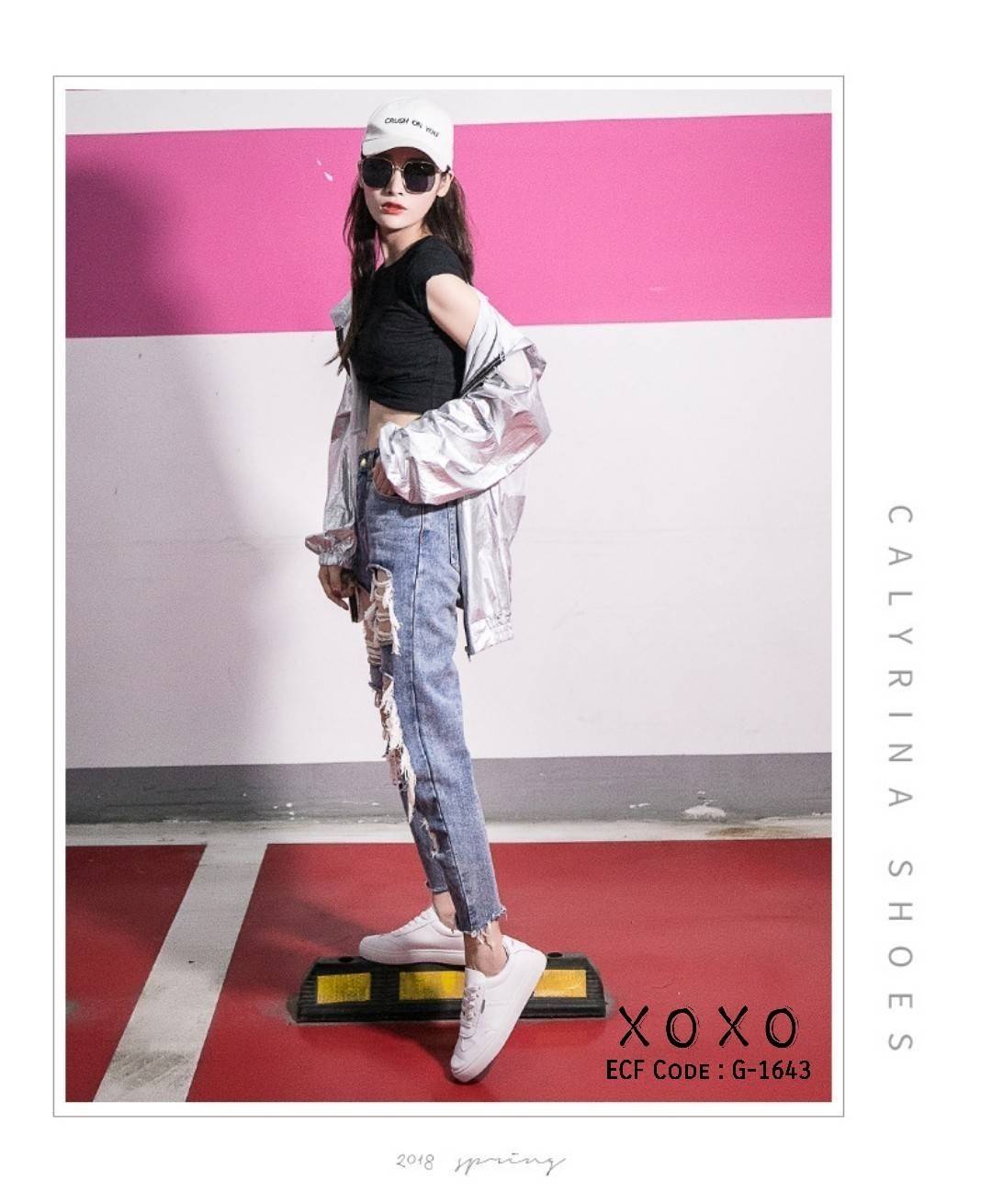 รองเท้าผ้าใบสไตล์ Sportขอบนิ่ม (สีแดง)