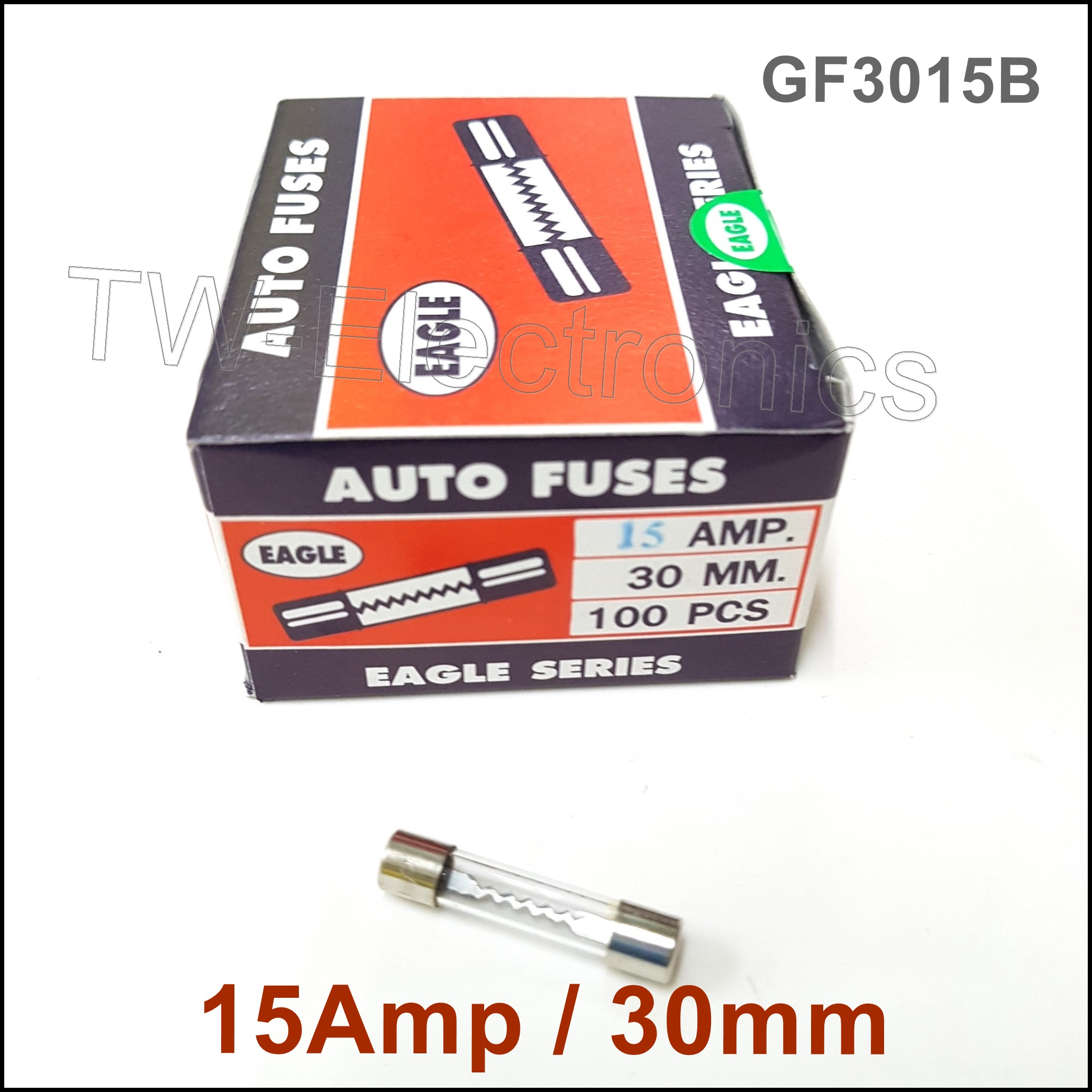 ฟิวส์แก้วยาว 15Amp / 30mm (100หลอด)