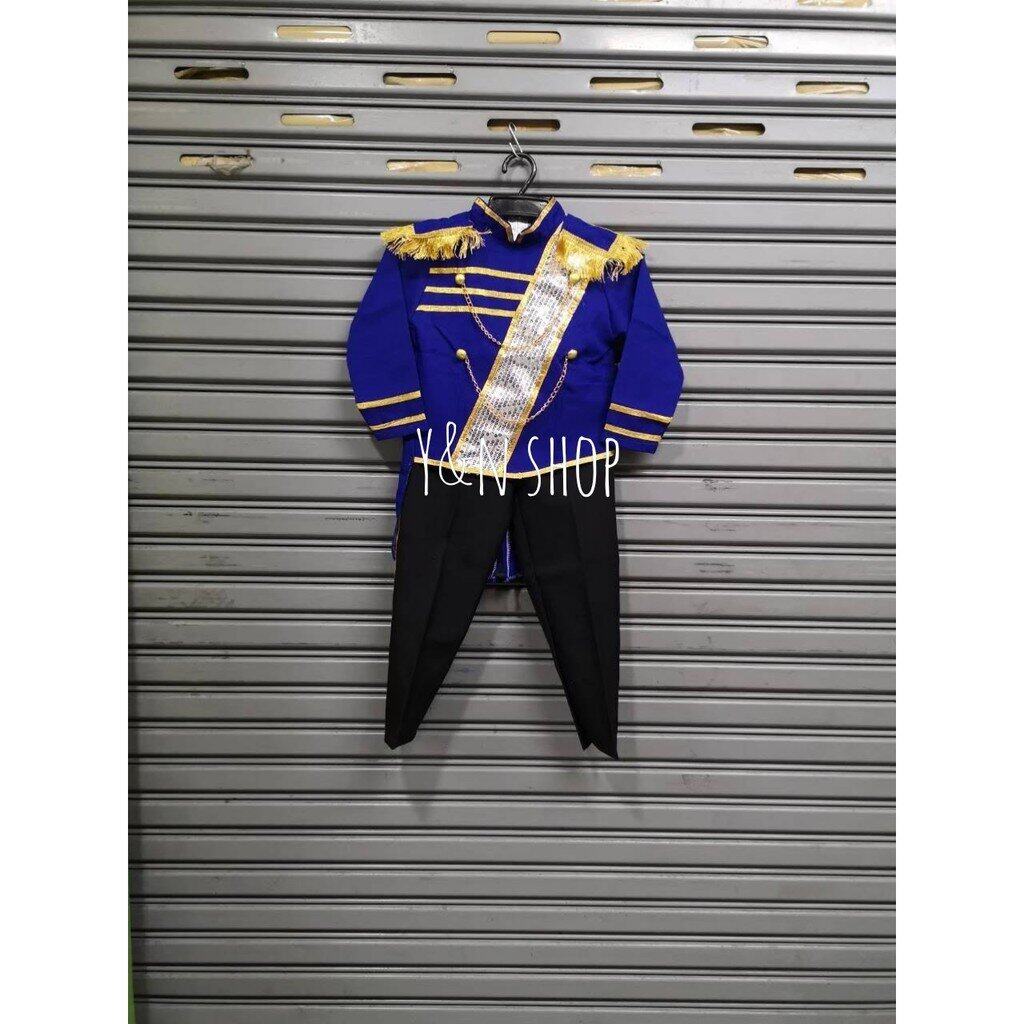 Y&NShop ชุดดรัมเมเยอร์ ชุดเชียร์ลีดเดอร์ เด็กชายอนุบาล-ประถมต้น สายสะพายเงิน