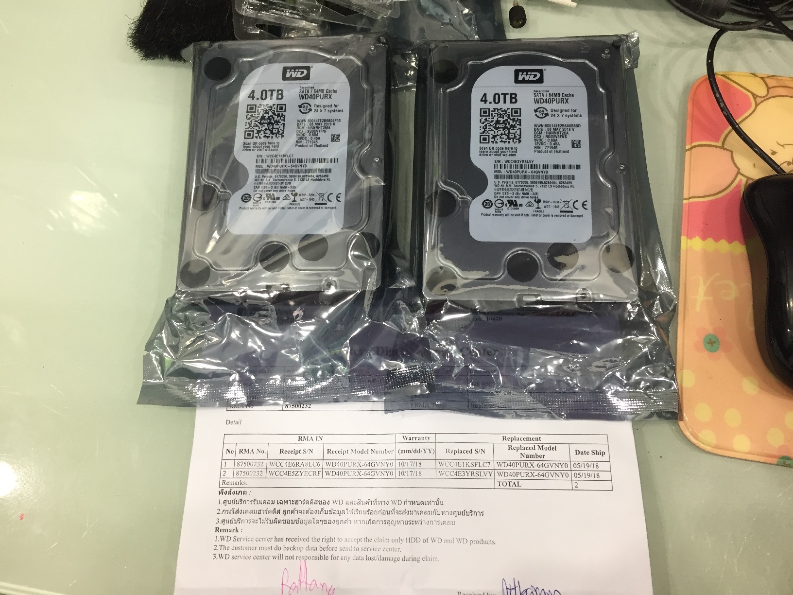4TB. WD Purple WD40PURX ของใหม่เคลมมา