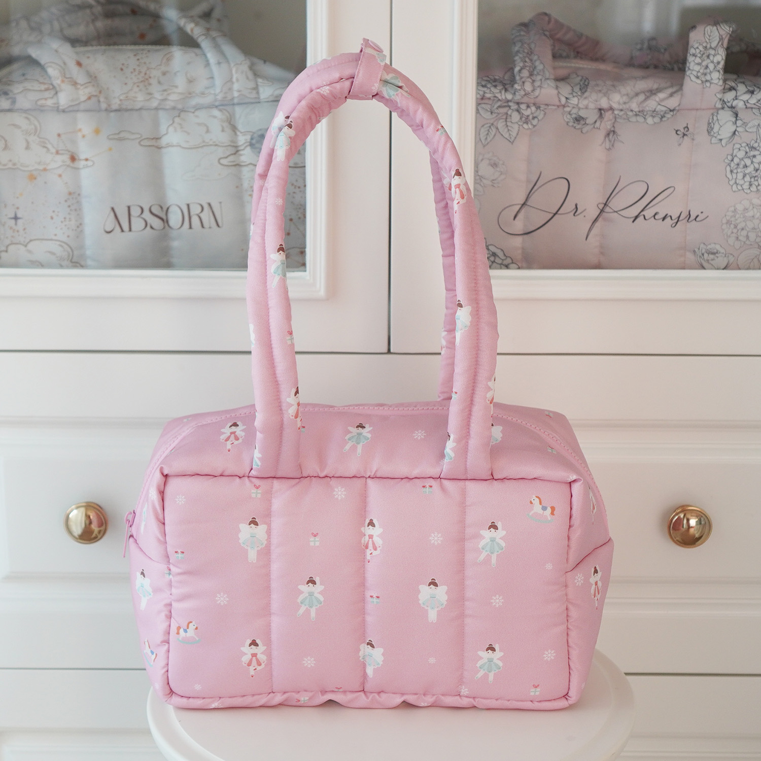 Fluffy Bowling Bag กระเป๋านุ่มนิ่ม ทรง Bowling สั่งทำใส่ข้อความ ลาย Sugar Plum Fairy - Pink