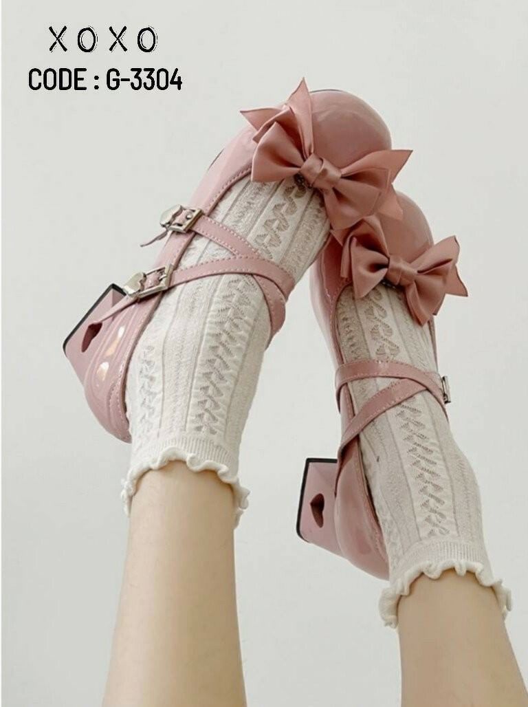 รองเท้าคัทชูสไตล์โลลิ (สีชมพู)