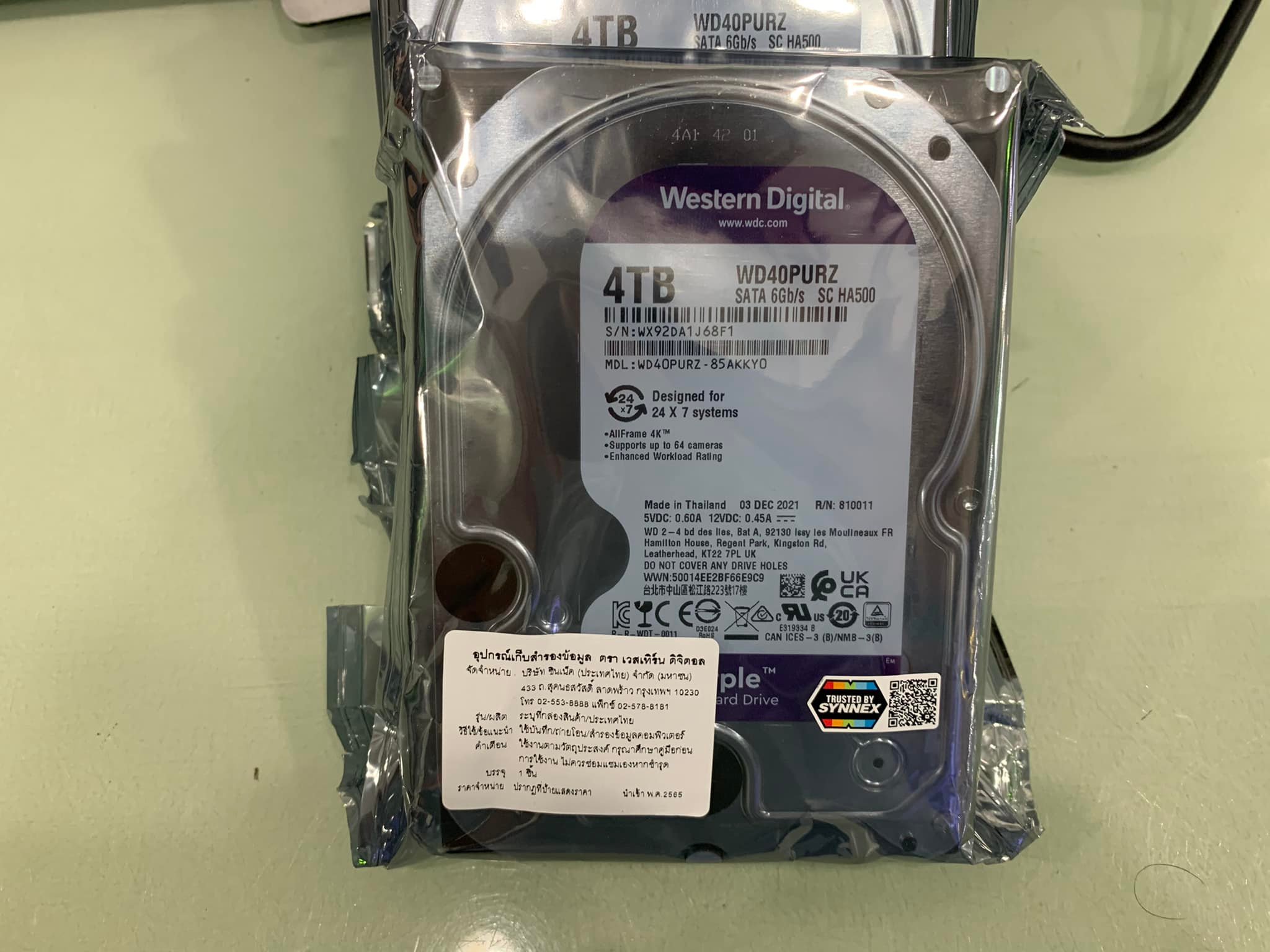 4TB. WD Purple WD40PURZ ของใหม่ประกัน 06/2025